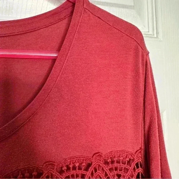 George T-Shirt Flowy Lace Red Size 2X - Picture 2 of 16